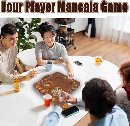 4 Player Wooden Mancala Board Game4 Player Mancala Board Game Set Great Glass BeadsClassic &amp Portable Marble Game for Family Night and Travel