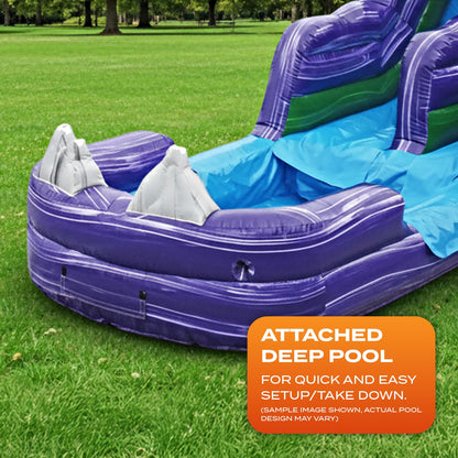JumpOrange 15’ Dark Night Commercial Grade Water Slide with Splash Pool for Kids and Adults (with Blower), Outdoor Indoor, Wet Dry Use, Tall Inflatable
