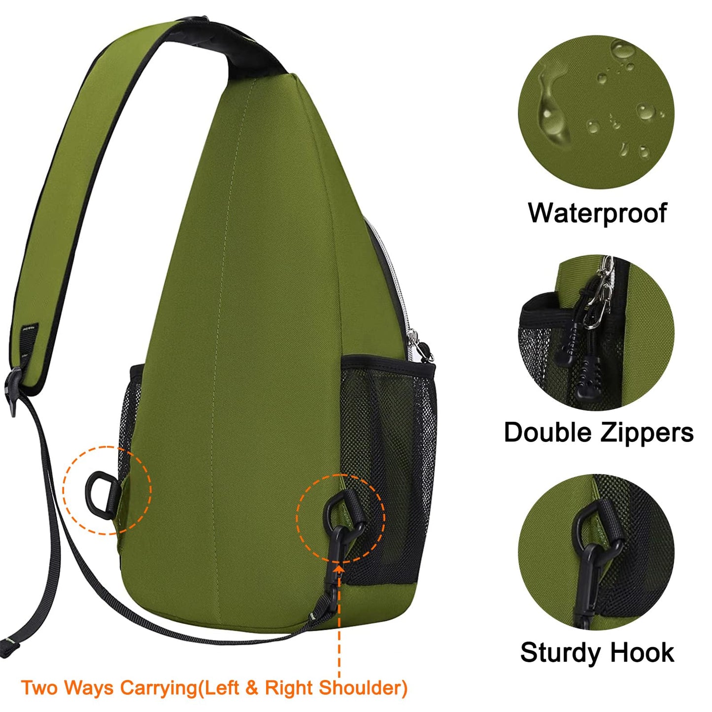 MOSISO Sling Backpack, Multipurpose Crossbody Shoulder Bag Travel Hiking Daypack