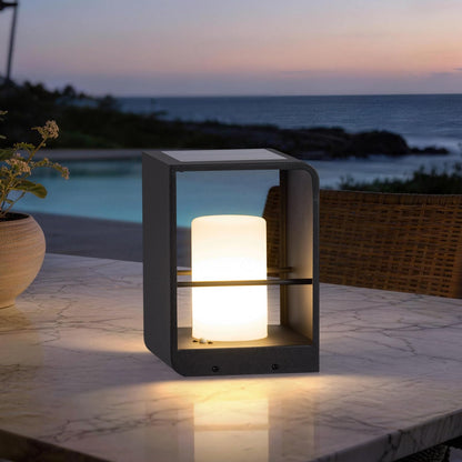 MVBT 11" Tall Solar Lanterns, 3000K LED Outdoor Table Lamp Waterproof, Modern Solar Floor Lamp, Landscape Outdoor Lights Solar Powered Lantern, Dusk to Dawn Patio Light for Yard Deck Path Garden Pool