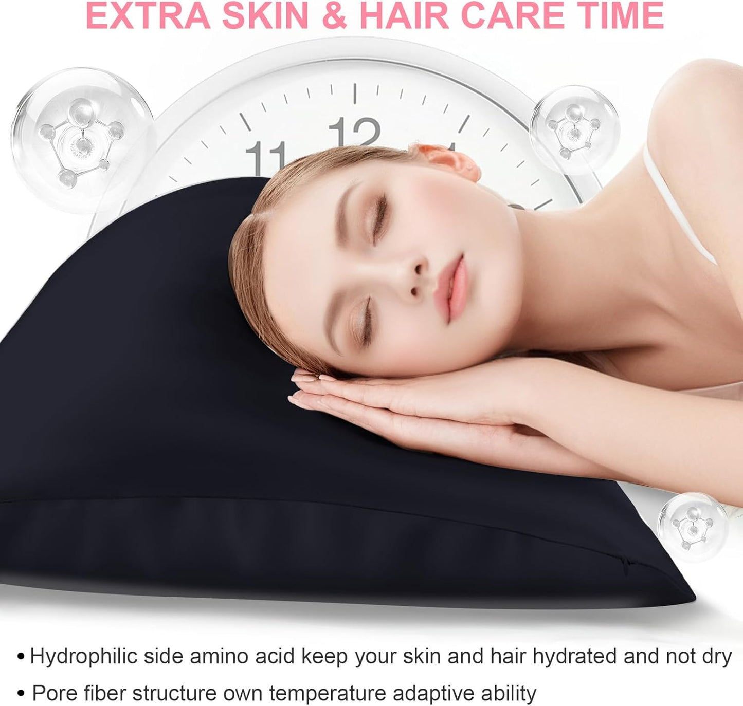 Skiennix Silk Pillowcases - King Size 2-Pack with Hidden Zipper | Mulberry Silk for Hair & Skin - Navy Blue