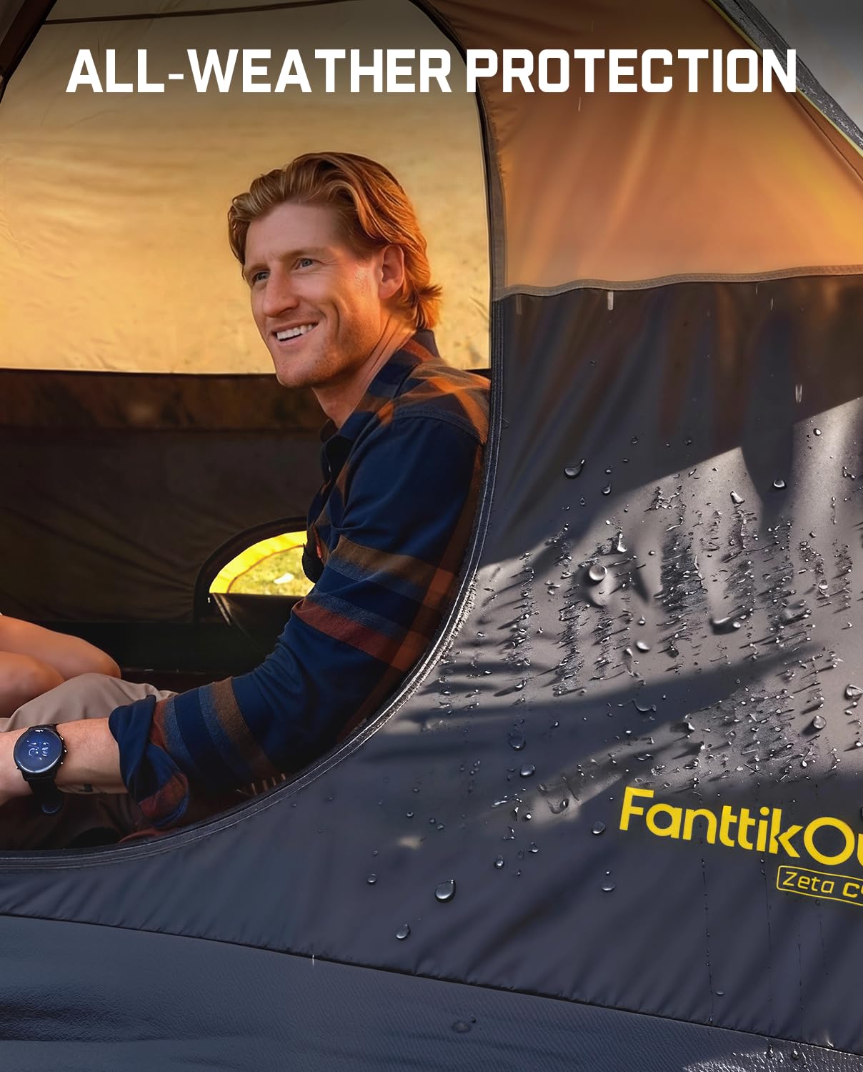 FanttikOutdoor Zeta C4 Camping Tent, 4 Person Instant Dome Tent, Easy Setup in 60s, Portable Waterproof Cabin Tent with Pre-Attached Poles & Air Vent, Ideal for Camping, Hiking, Backyard