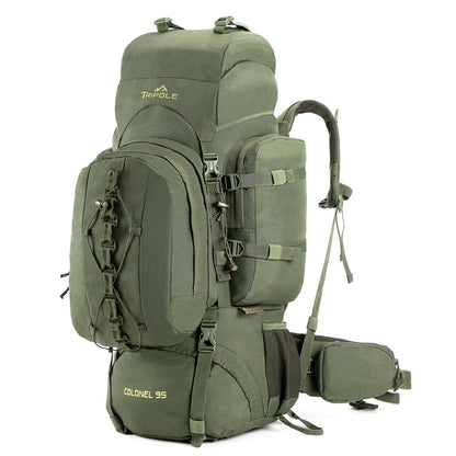 Tripole Colonel 95 Litres Internal Frame Rucksack + Detachable Day Pack, Rain Cover, Army Green