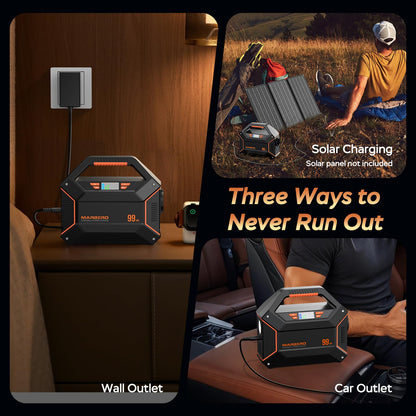 MARBERO 155Wh Solar Generator with Solar Panel Included 30W Portable Power Station 100W 150W Surge Multi-Output Solar Powered Generator Ultra Lightweight for Camping Emergency Blackout