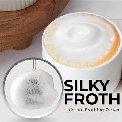 Zulay Kitchen Tornado Triple Whisk Milk Frother - Handheld Foam Maker for Coffee & Lattes - Obsidian Black