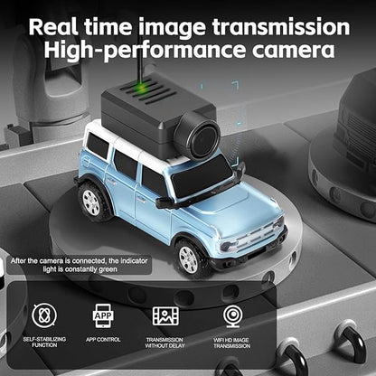WLtoys Mini RC Car 1:64 Scale FPV RC Drift Car with 720P HD Camera 2.4GHz Transmitter and WiFi App Control with Gyro First Person Perspective Mini Racing Toys for Hobby RC(Blue)