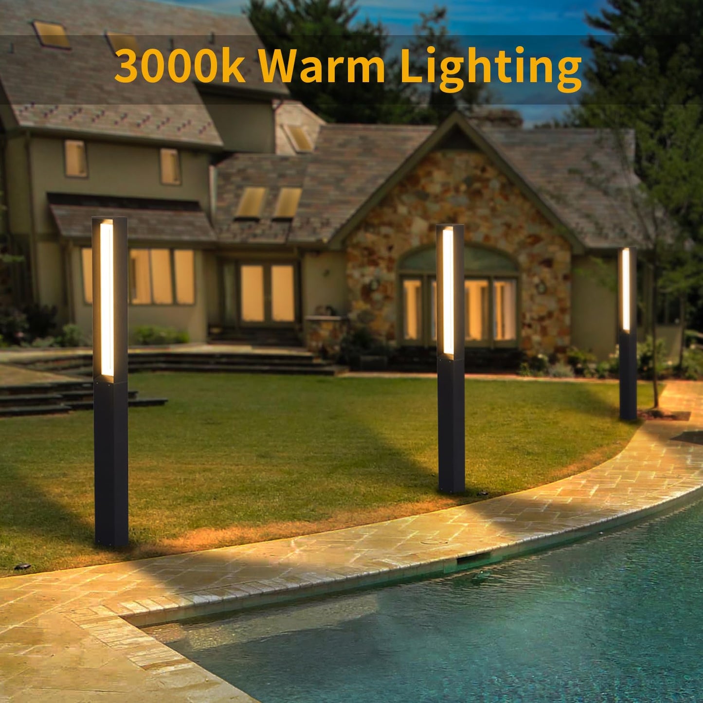 Linkmoon Landscape Path Light, 71" Modern Outdoor LED Pathway Lights, IP65 Waterproof Bollard Lighting for Yard, Driveway, Lawn, Courtyard & Garden Decoration