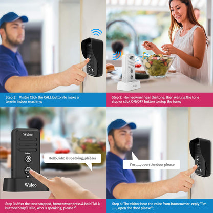 Wuloo Wireless Intercom Doorbell Chime for Home Intercomunicador (1&1-White)