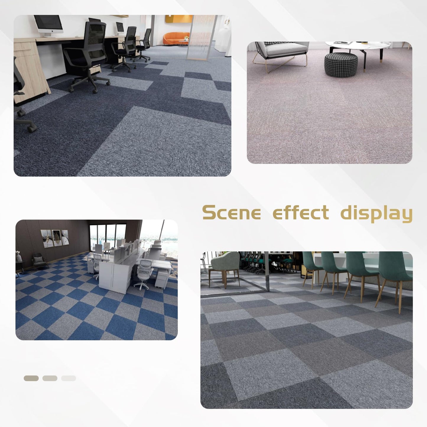 Carpet Tiles 20x20 Inch - Non-Slip Soft Square Flooring with FlexLok Tabs for Easy DIY Installation - Durable Office, Garage, Gym & Basement Floor Cover (Gray 32, suse 02)