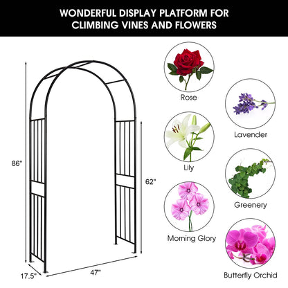 S AFSTAR Metal Garden Arch, 7.2ft/86 Outdoor Arbor for Various Climbing Plant Flower, Arch Trellis for Wedding Garden Bridal Party Festival Decoration, Easy-to-Assemble