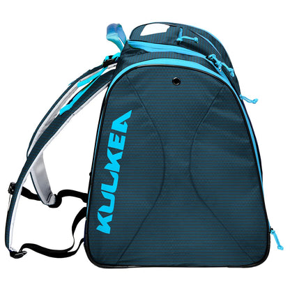 KULKEA Speed Pack Ski Boot Backpack - Ski Boot Bag With Open Pack Design For Quick Gear & Boot Storage - Durable, Spacious, & Water Resistant Backpack (Blue Run)