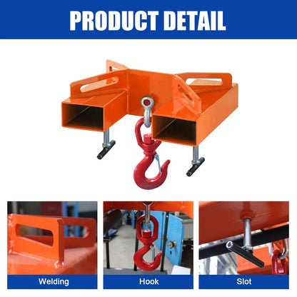 FAYUWUOX 3T/6600LBS Forklift Mobile Crane, Truss Jib Boom Hoist with 2 Hooks, Heavy Duty Forklift Extension Attachment