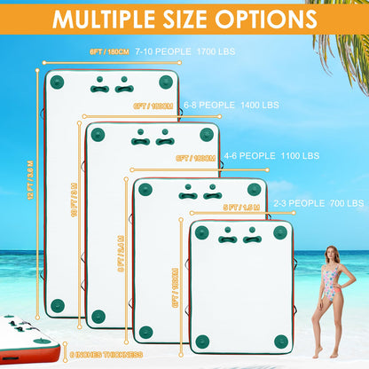 Wauffua Inflatable Floating Dock for Lakes, Thick and Extra Wide Lake Floats for Adults, Non-Slip Air Dock Platform with Portable Carrying Bag, Floating Platform Island for Pool Beach Ocean