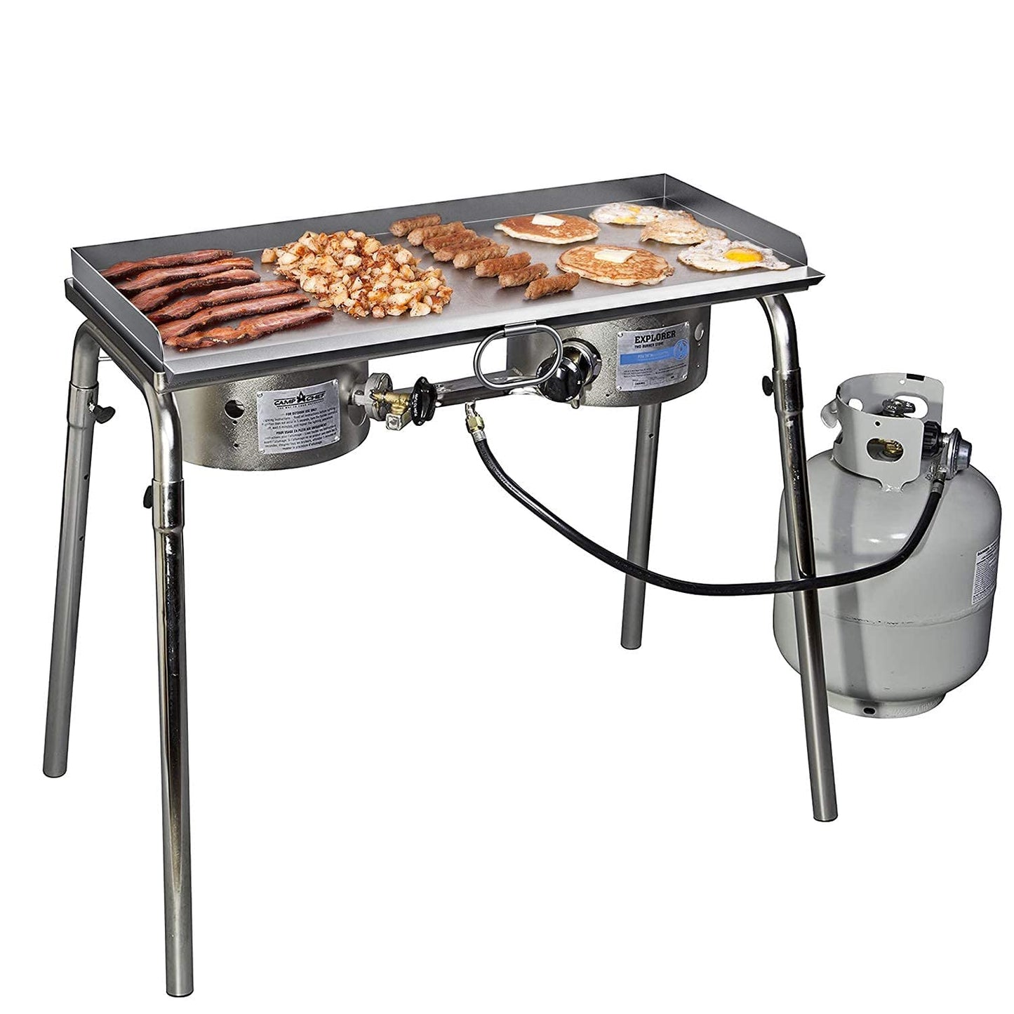 Stanbroil Cast Stainless Steel Replacement Cooking Griddle with Handle for Camp Chef SG60, Fits Camp Chef 14” 2 Burner Stove Cooking System and Other Similar Grills