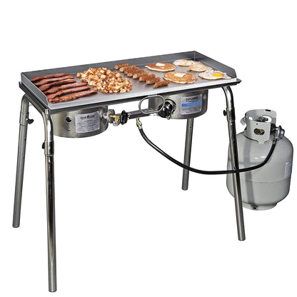Stanbroil Cast Stainless Steel Replacement Cooking Griddle with Handle for Camp Chef SG60, Fits Camp Chef 14” 2 Burner Stove Cooking System and Other Similar Grills