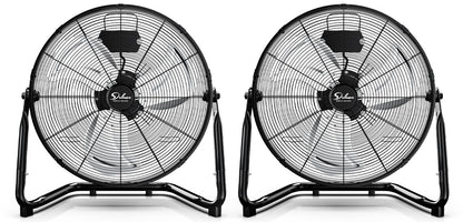 Simple Deluxe 18 Inch 3-Speed High Velocity Heavy Duty Metal Industrial Floor Fans Quiet, Black, 2 Pack