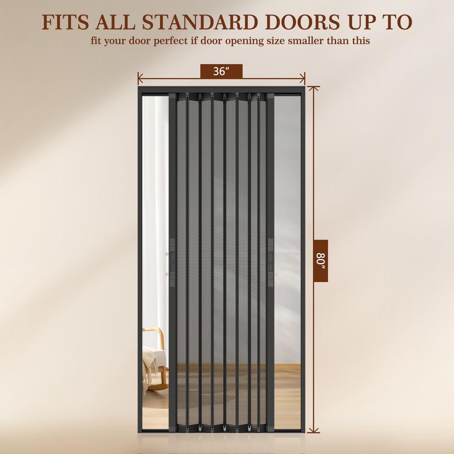 Yotache Retractable Screen Door Fits 36"x80" to 36.5"x80.5" Doors - Aluminum Frame & Pet-Proof Mesh - Magnetic Self-Latching Convenient Sliding Door with Left and Right Openings