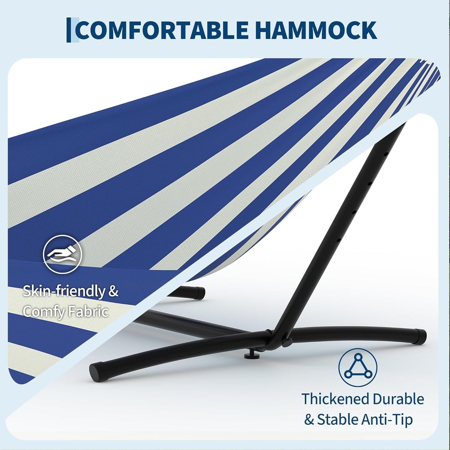 Double Hammock with Space-Saving Steel Stand - 2 Person Portable Heavy Duty Hammock with Carrying Bag for Outdoors & Indoors, Easy Assembly, 350 lbs Capacity, Yellow Rainbow Stripes