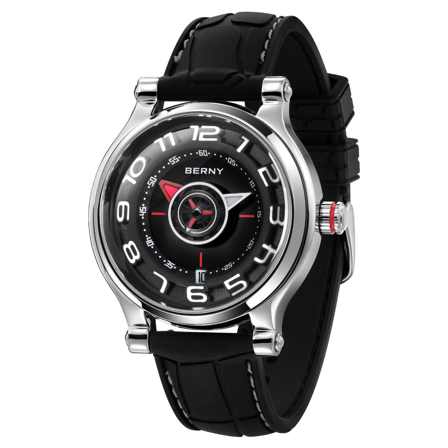 BERNY Mechanical Watch for Men Automatic Movement Miyota 8215 Multifunction Calendar Luminous Hands Exhibition Back Cover 5ATM Waterproof
