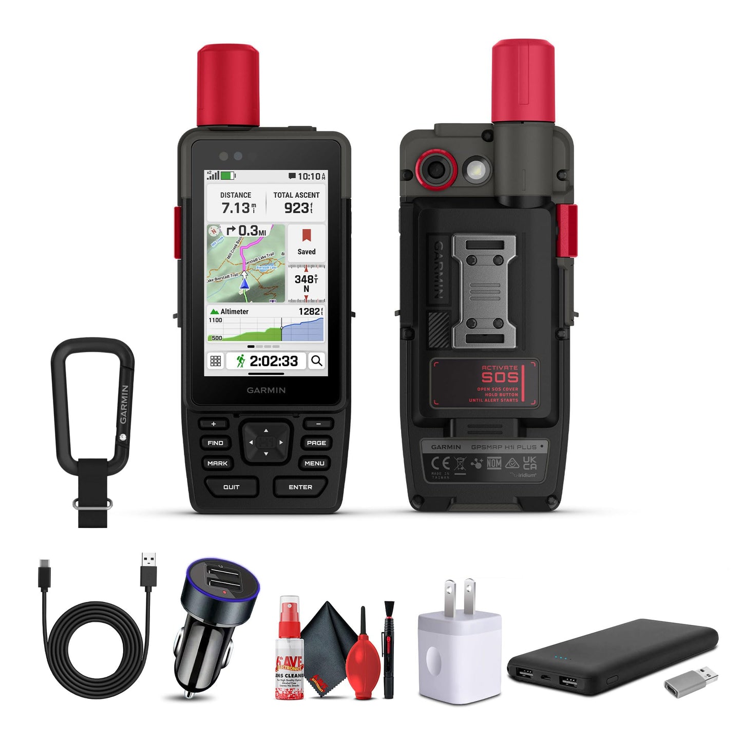 Garmin GPSMAP H1i Plus Rugged Hiking Premium GPS Handheld Navigator with inReach Plus Satellite Technology to Share Text, Photos, Voice Messages, SOS Off-Grid, Long Battery Life, Preloaded Maps Bundle