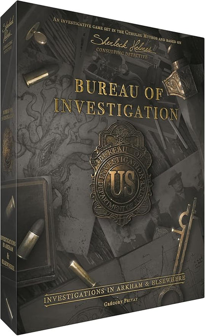 Bureau of Investigation: Investigations in Arkham &amp Elsewhere Board Game Cooperative Mystery Game for Kids &amp Adults Ages 14+ 1-8 Players 120-240 Minute Playtime Made by Space Cowboys
