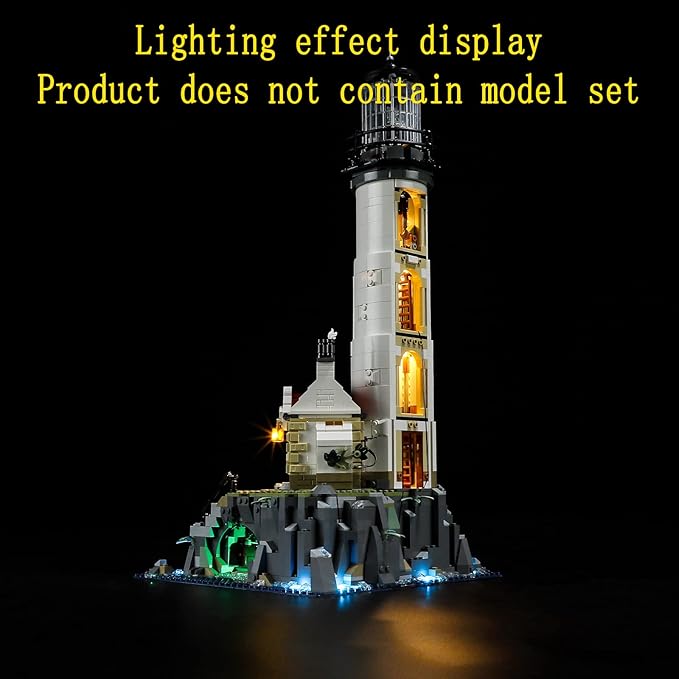 LED Light Kit Compatible with Lego Motorized Lighthouse - Lighting Set for Ideas 21335 Building Model (Model Set Not Included)