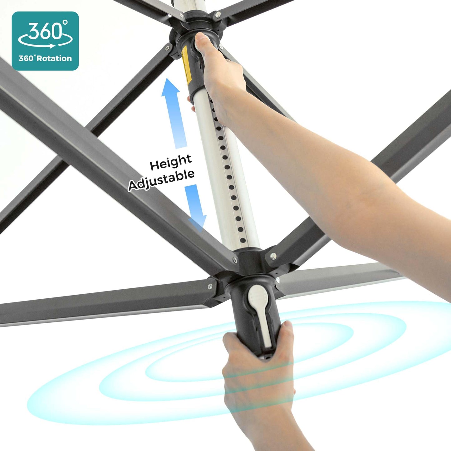 Sukkiri Homu Umbrella Drying Rack, Retractable Outdoor Drying Rack, Height Adjustable, 196 ft Long Clothesline, Holds 5 Laundry Loads, for Garden, with Ground Stake