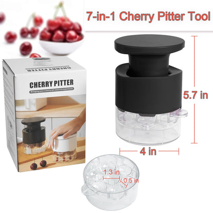 Cherry Pitter Tool 7-in-1, Portable Cherries Seed Remover, Fruit Pit Core Remover for Make Fresh Cherry Dishes, Cherry Pie and Jam and Cocktail Cherries