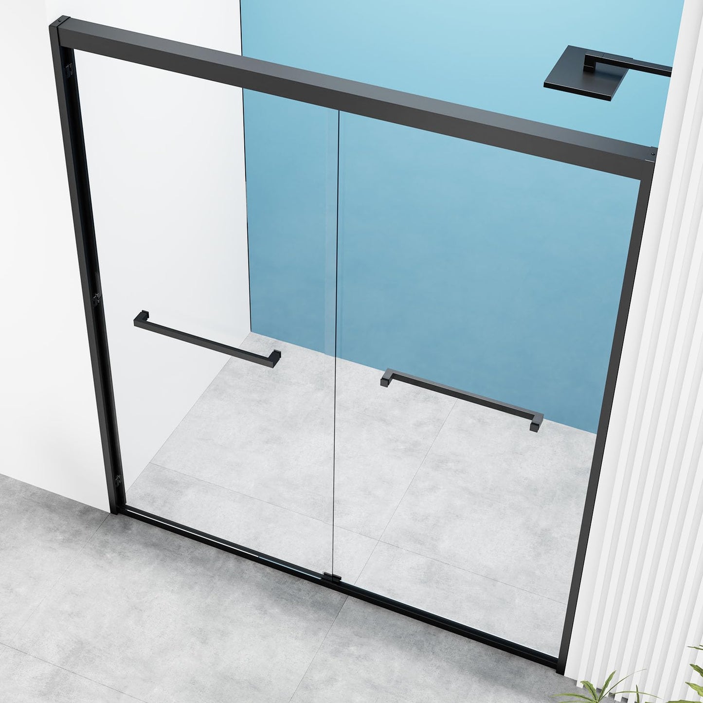 YTTSOYTS 68-72" W x 72" H Double Sliding Shower Door, Shower Glass Door with 5/16" (8mm) Clear SGCC Tempered Glass, Stainless Steel Hardware, Nano Easy-Clean Coating, K01 (72"x72" Matte Black)