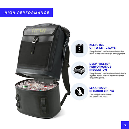 Titan by Arctic Zone Deep Freeze Welded Backpack Cooler - 24 Can Insulated Cooler Bag, Tactical Forest