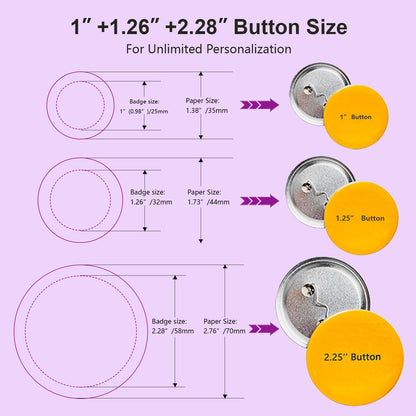 YiiYiiGO 200 Sets 58mm/2.28inch Button Maker Supplies, (Approx.2.25 inch) Round Badge Blank Pins, Includs Metal Shells, Metal Back Cover, Blank Paper and Transparent Film for Pin Maker Button Press
