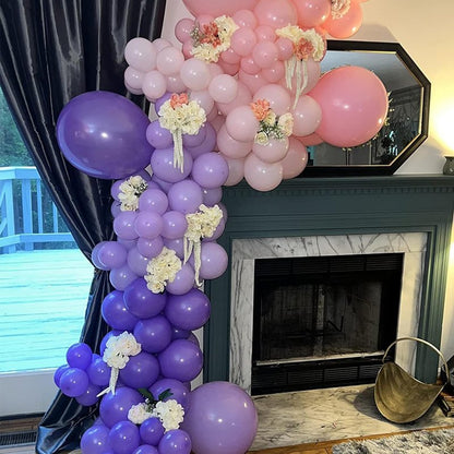 Togvu Purple Pink Balloons, 60 Packs 12 Inch Metallic Purple Pink Confetti Balloons, Lavender and Light Pink Latex Balloons with Ribbon for Girls Women Birthday Wedding Baby Shower Party Decoration