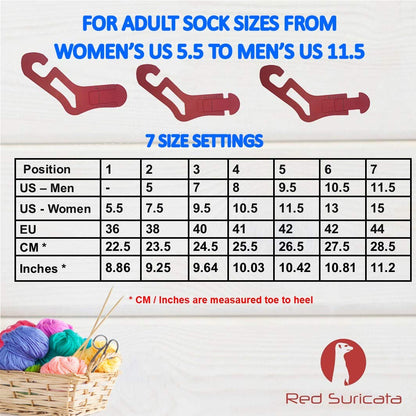 Red Suricata Knit Blocking Bundle – Extra Thick Blocking Mats for Knitting & Curved Knit Blocking Comb Set & Adjustable Sock Blockers - All in one Combined Storage Bag (CMs Grid)
