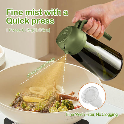 YARRAMATE 16oz Dark Green Oil Sprayer - Premium Food-Grade 2-in-1 Olive Oil Dispenser for Cooking & BBQ