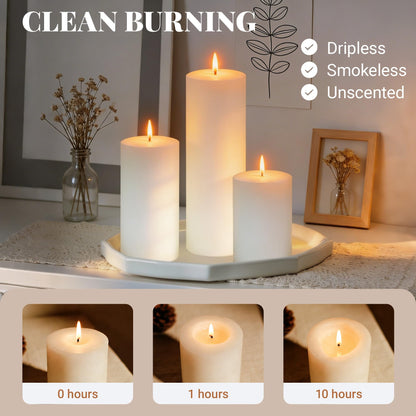 SDBALLBZ 18 Pcs White Pillar Candles Bulk Set, 2x3” 2x4” 2x6” Paraffin Hurricane Candles, Unscented Dripless Smokeless, Long Burning for Party Wedding Events Home Decor