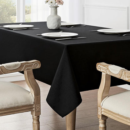 Veblandy 2 Pack Rectangle Tablecloth, 60x120 inch, Water Resistant Wrinkle Free Linen Textured Table Cloth Washable, Decorative Fabric Table Cover for Dining, Party and Camping, Black