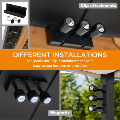 Sunjoy Magnetic LED Spot Light, USB Rechargeable Wireless Work Light, 8 Inch, Adjustable Tilt, Black