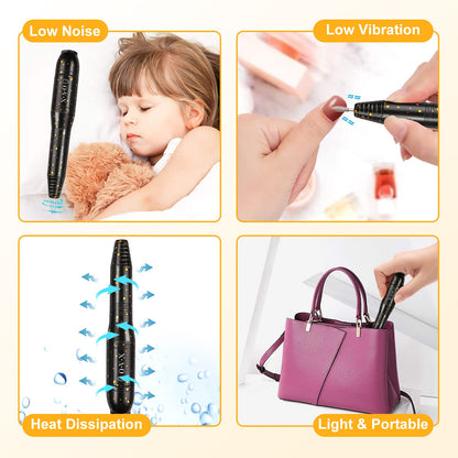 Portable Electric Nail Drill File Machine with Acrylic Nail Kit Set Professional 20000rpm Manicure Pedicure with Sanding Bands Brush for Nail Art Gel Nail Polish Tips Clippers