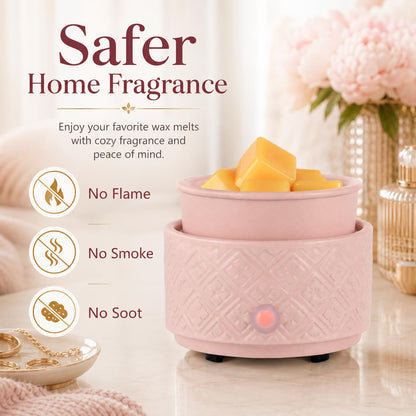 Wax Melt Warmer for Scented Wax,3-in-1Ceramic Wax Warmer Fragrances Candle Oils, Home Fragrance Burner,Electric Candle Warmer Perfect Christmas Gifts for Mom Women(Pink)