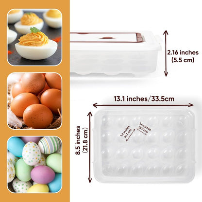 77L Deviled Egg Containers with Lid (Set of 2), Plastic Deviled Egg Tray Carrier with Handle for 48 Eggs, Clear Storage Egg Platter for Deviled Eggs, Easter Party Fridge Stackable Portable Egg Holder