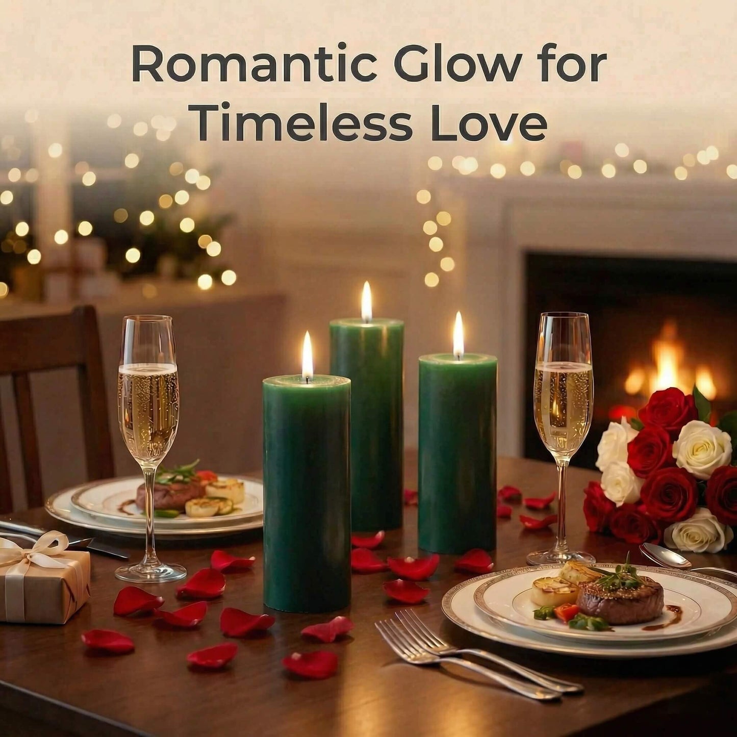 Richland Set of 3 Dark Green Pillar Candles 3" x 6" Unscented for Weddings Christmas Home Holidays Spa St. Patrick's Day Church