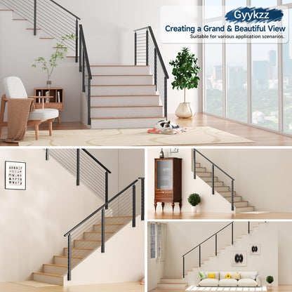 Gyykzz 2 Pack 36" Side Mount Stair Cable Railing Post for 28-38 Degrees Stair, Space-Saving Fascia Mount Stair Deck Handrail Post for Both Left & Right Side Cable Railing System Kit Indoor Outdoor
