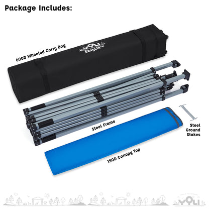 YOLI Sentinel EasyLift 10x10 Instant Pop-Up Canopy, Straight Leg Shelter with UV Protective Top & One-Push Setup – Blue