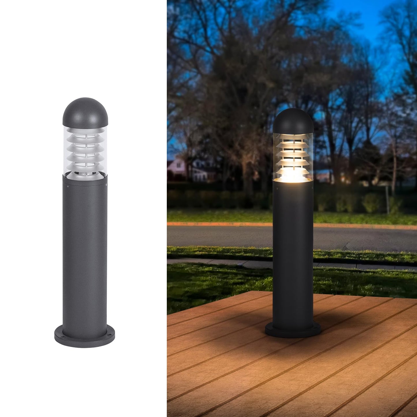 Linkmoon 31.5" Outdoor Pathway Lights Wired, AC 100-240V Landscape Path Lights, IP65 Waterproof Driveway Lighting, 3000K LED Bollard Light, Modern Bollard Landscape Lighting for Sidewalk Lawn Garden