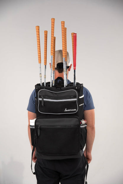 Lowercase Golf Backpack Bag with Bike Pannier Clips - Holds 8 Clubs, Padded Dividers, Rain Cover