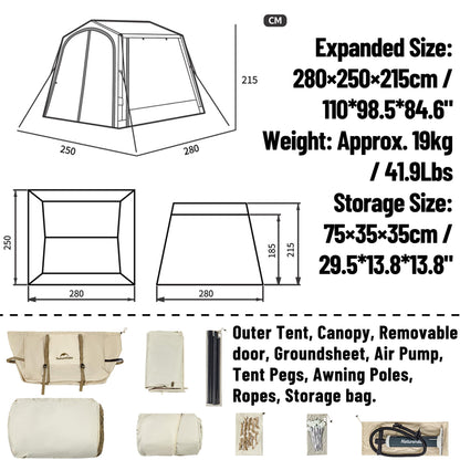 Naturehike Car Camping Inflatable Tent, 4 Ways to Use - Easy Setup SUV Tent for Family Camping, Waterproof & Sun Block Car Shade with Screen for Outdoor Cinema, Pinic, Fishing, with Storage Bag