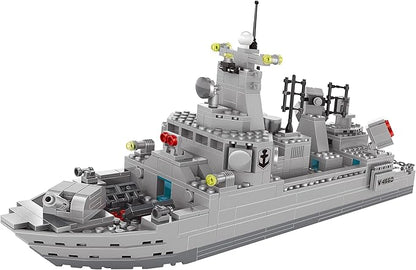Apostrophe Games Navy Destroyer Building Block Set - 533 Pieces - Building Block Set for Kids and Adults - Compatible with All Building Bricks
