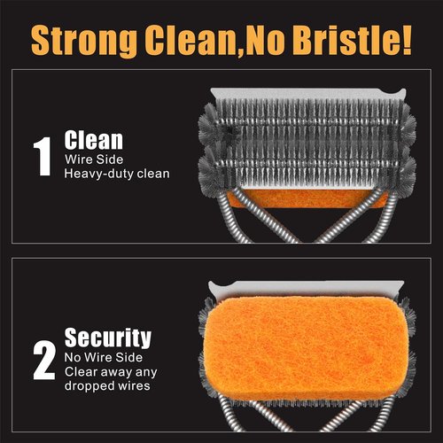 GRILLART Grill Brush - Safe & Powerful Bristle-Free BBQ Cleaner | 18" Scrubber for Gas & Porcelain Grates