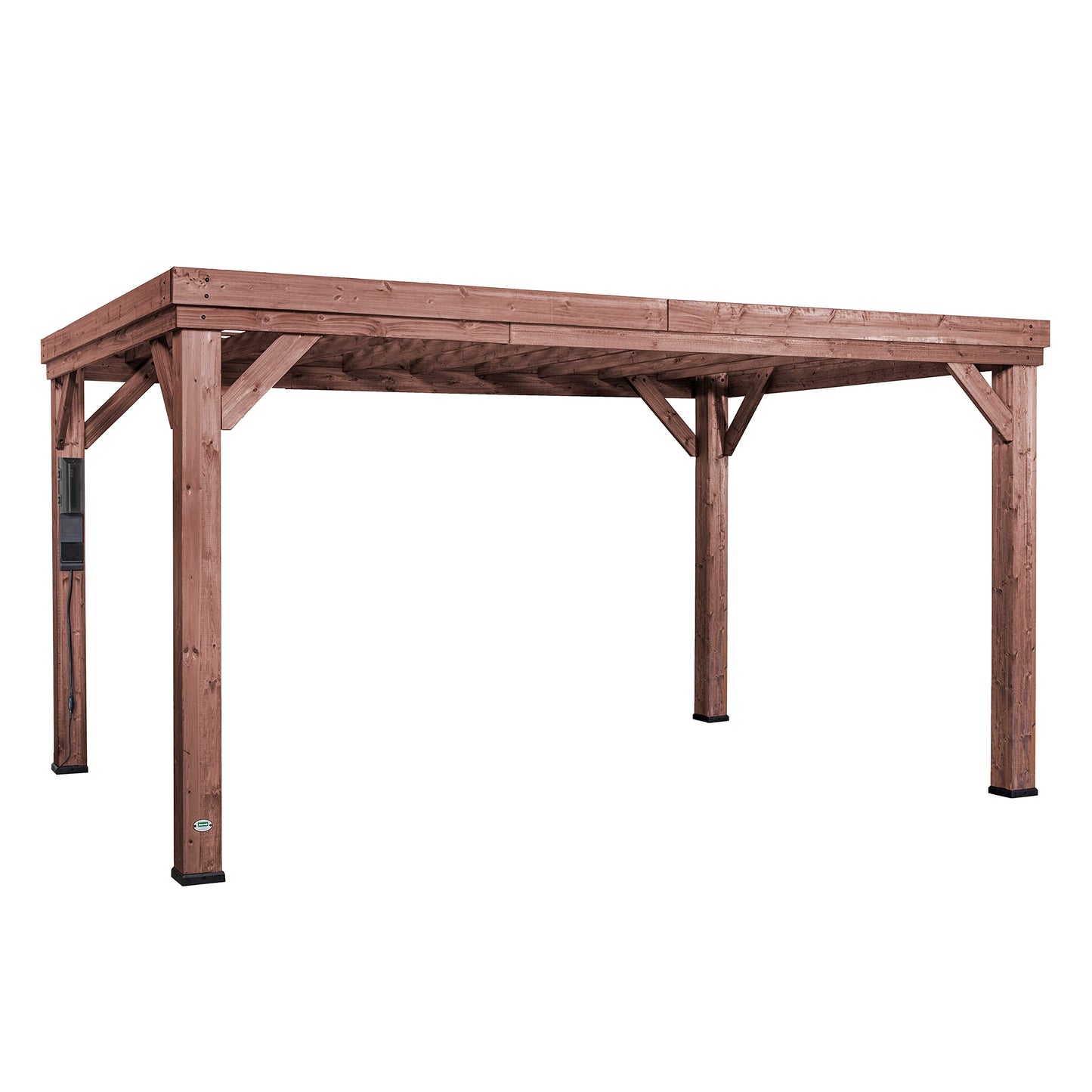 Backyard Discovery Brockton 14' x 10' Modern Cedar Wood Pergola Kit with All-Season Durability, High-Wind Rating, Concrete Anchors, PowerPort, Shade for Outdoor Patio, Deck, Garden, and Entertaining