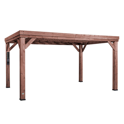 Backyard Discovery Brockton 14' x 10' Modern Cedar Wood Pergola Kit with All-Season Durability, High-Wind Rating, Concrete Anchors, PowerPort, Shade for Outdoor Patio, Deck, Garden, and Entertaining